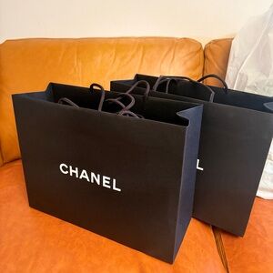 Chanel Black Gift Bags with White Logo